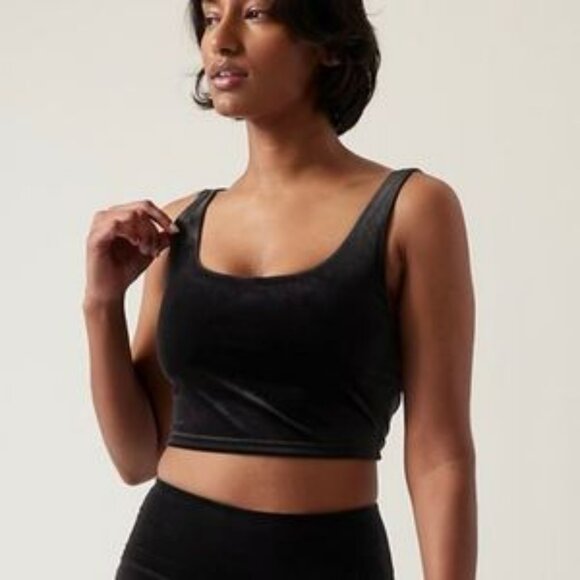 Athleta Velvet Cut Out Crop Top D-DD - Picture 2 of 9